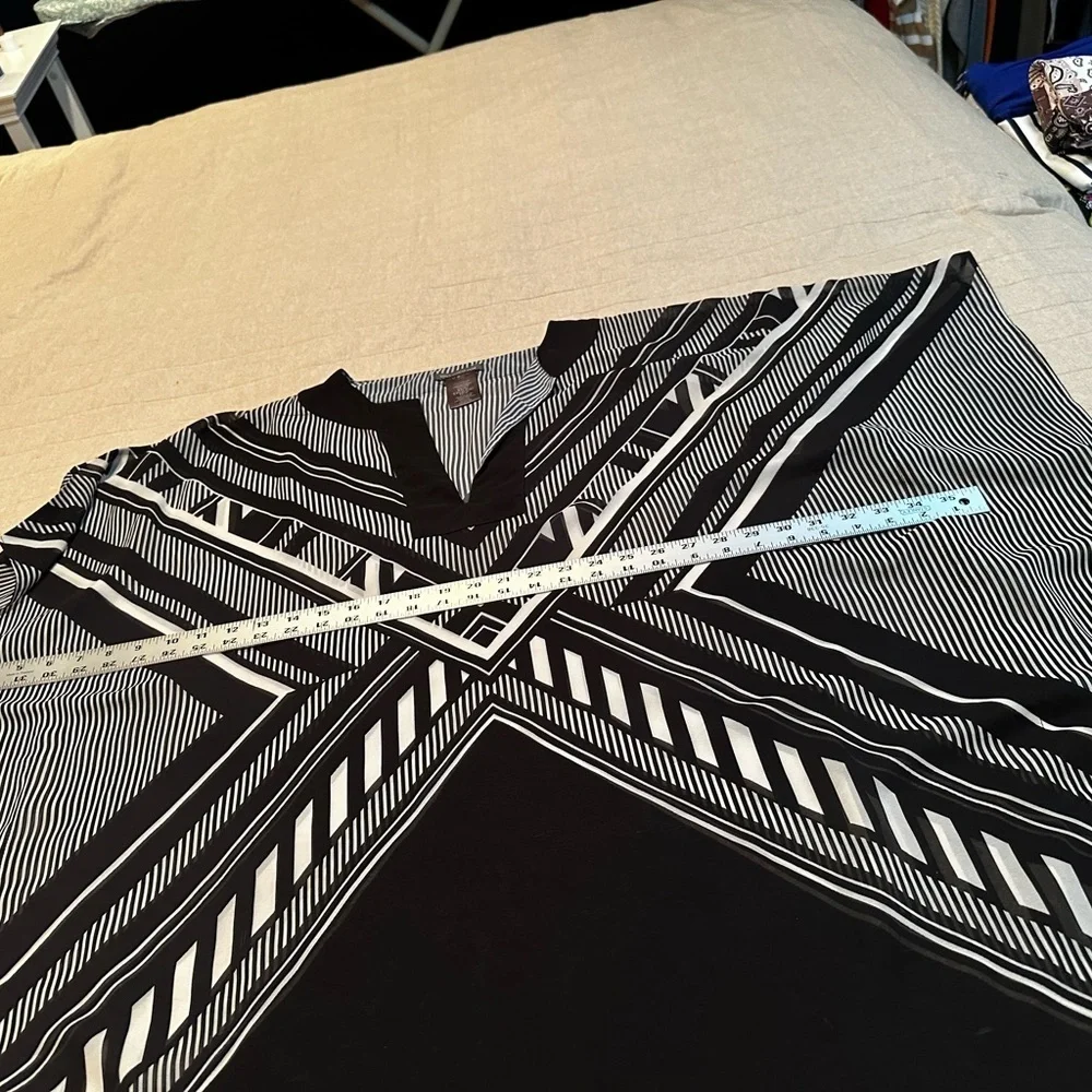 Vince Camuto Black and White Striped Swim Cover-Up